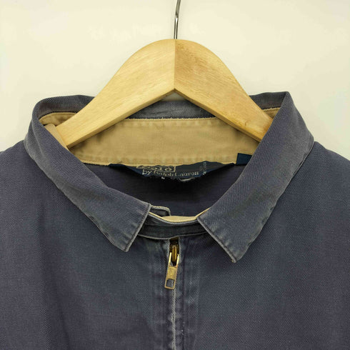 ポロバイラルフローレン Polo by RALPH LAUREN 90s ポニー刺繍 カナダ製 三角タグ チンスト ボックスフィット スウィングトップ 茄子紺 メンズ import:L